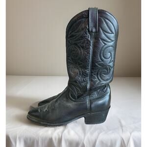 Vintage Mens Acme 16105 Black Cowboy Boots Size 10 D